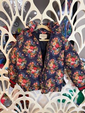 Gucci Navy Floral Kids Puffer Jacket